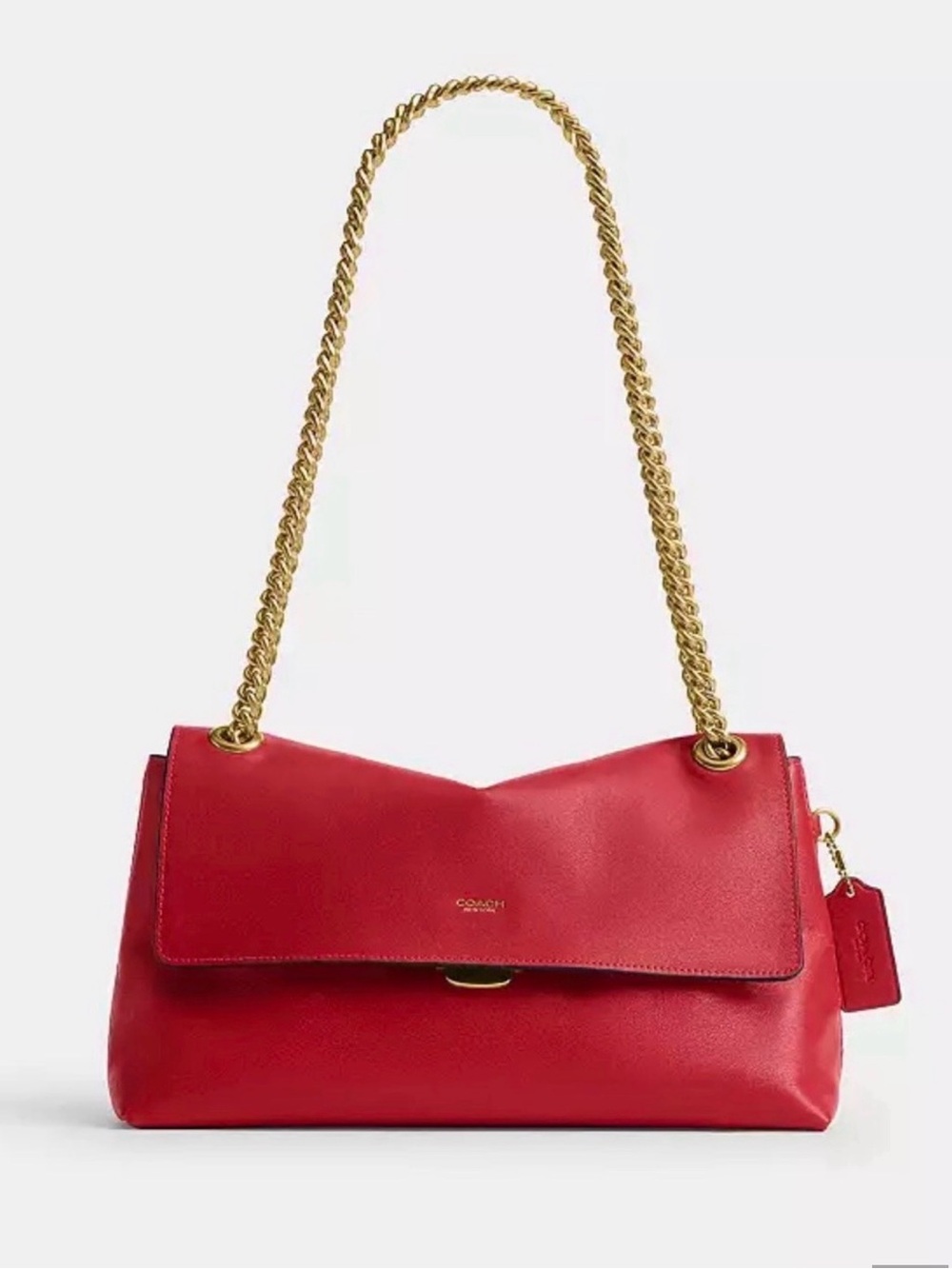 Coach Red Scarlet Chain Chelsea 30 Leather Shoulder Bag